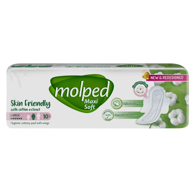 نوار بهداشتی بالدار ضخیم مولپد مدل Maxi Soft سایز بزرگ بسته 10 عددی