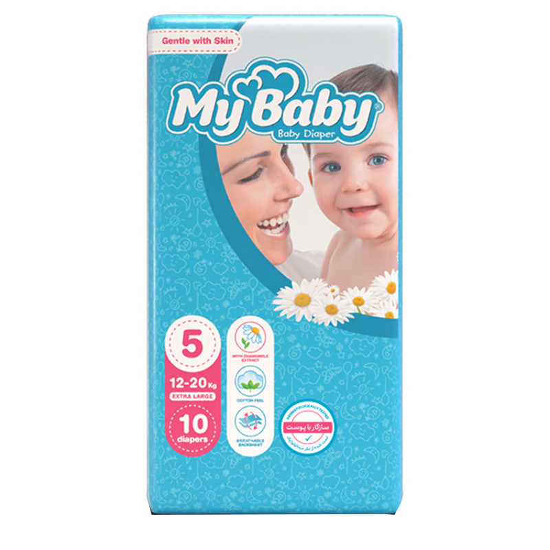 پوشک مای بیبی مدل سری مهربان با پوست سایز 5 بسته 10 عددی