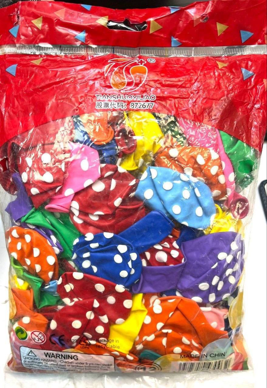 بادکنک خالدار رنگارنگ بسته100عددی